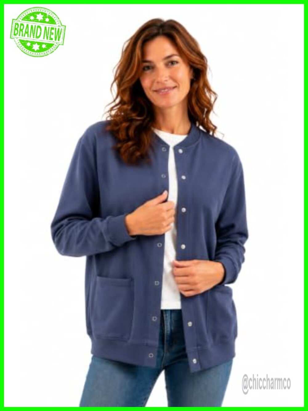Fleece Snap Front Cardigan Soft Lightweight Sweatshirt with Pockets